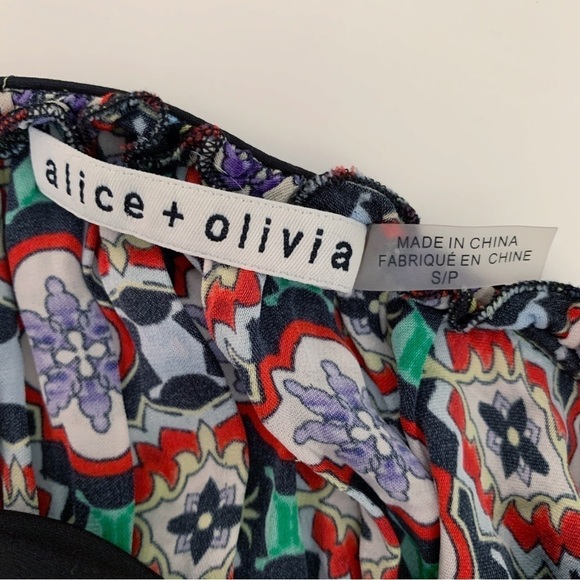 Alice + Olivia Arnette Mini Dress Small Tie Sleeves Multicolor - Picture 9 of 11